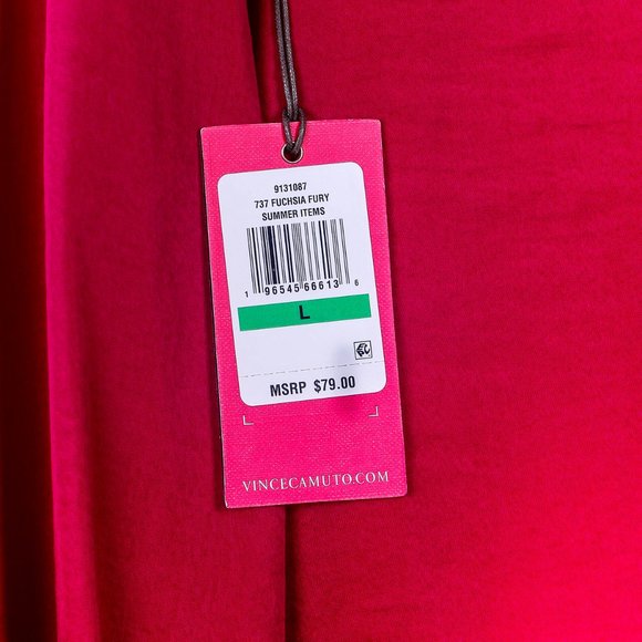 NWT Vince Camuto Fuchsia Fury Keyhole Bishop Sleeve Top - L - Picture 7 of 9